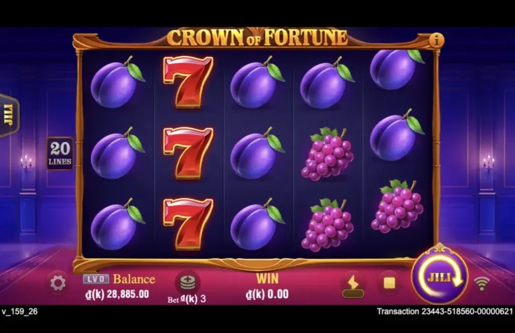 Ảnh giao diện chính game Crown of Fortune (slot JILI) chơi tại LC79
