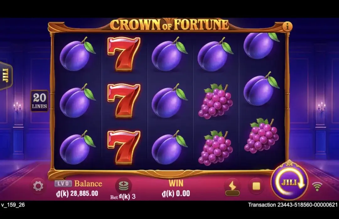 Ảnh giao diện chính game Crown of Fortune (slot JILI) chơi tại LC79