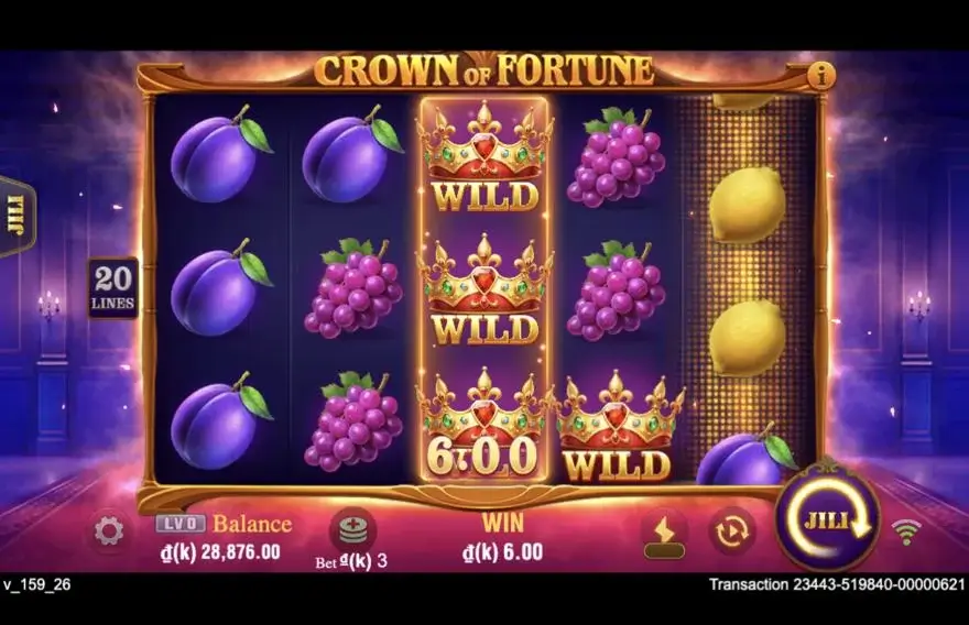Ảnh màn hình gameplay game Crown of Fortune (slot JILI) chơi tại LC79