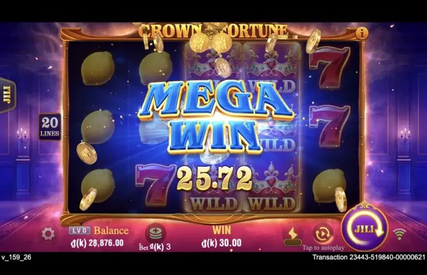 Ảnh bảng biểu tượng & tính năng game Crown of Fortune (slot JILI) chơi tại LC79