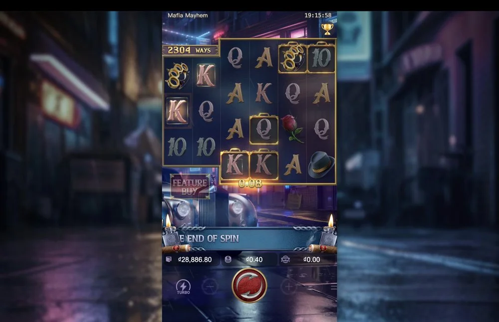 Ảnh bảng biểu tượng & tính năng game Mafia Mayhem (slot PG) chơi tại LC79