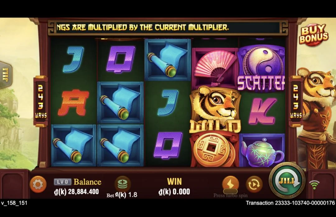 Ảnh giao diện chính game Master Tiger (slot JILI) chơi tại LC79