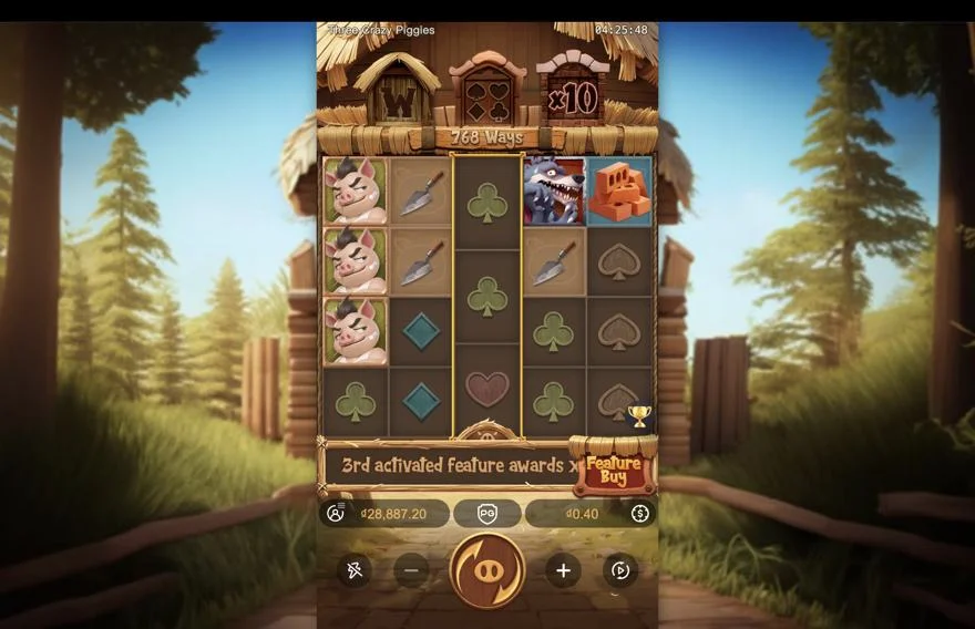 Ảnh màn hình gameplay game Three Crazy Piggies (slot PG) chơi tại LC79