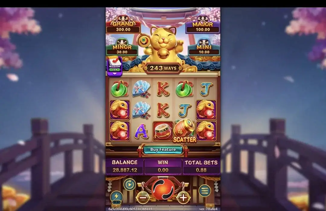 Ảnh giao diện chính game WIN WIN NEKO (slot FC) chơi tại LC79