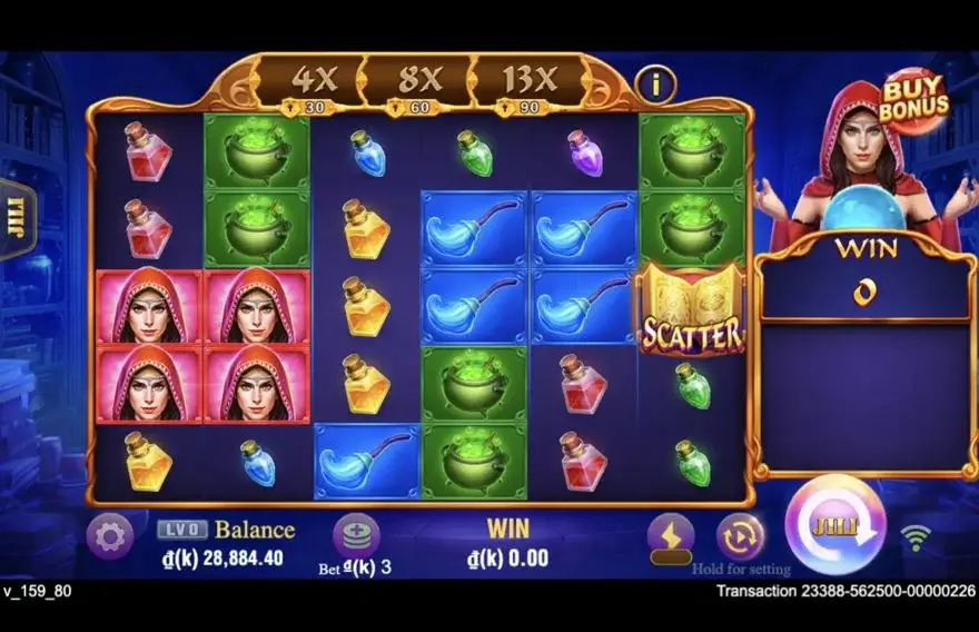 Ảnh màn hình gameplay game Witches Night (slot JILI) chơi tại LC79