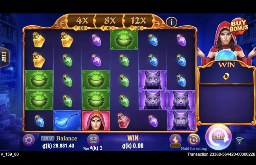 Ảnh bảng biểu tượng & tính năng game Witches Night (slot JILI) chơi tại LC79