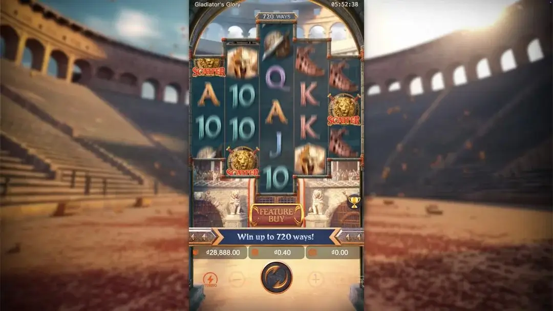 Ảnh giao diện chính game Gladiator's Glory (slot PG) chơi tại LC79