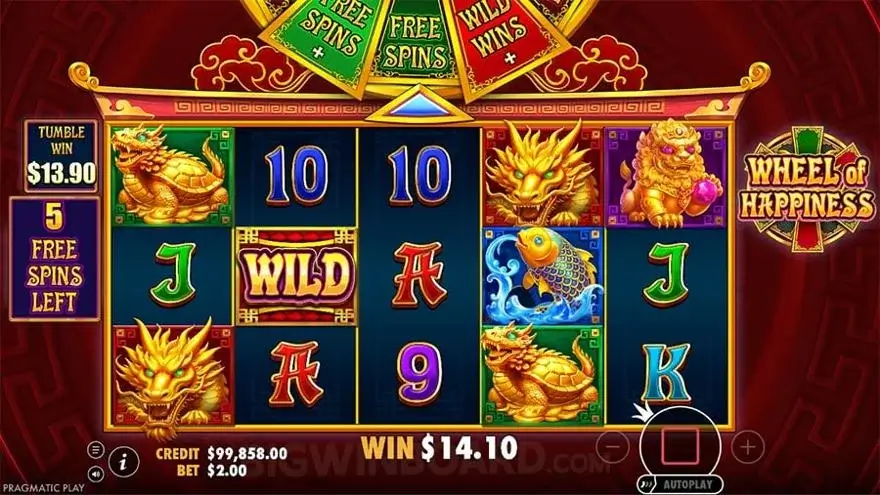 Ảnh bảng biểu tượng & tính năng game Wheel of Happiness (slot PP) chơi tại LC79