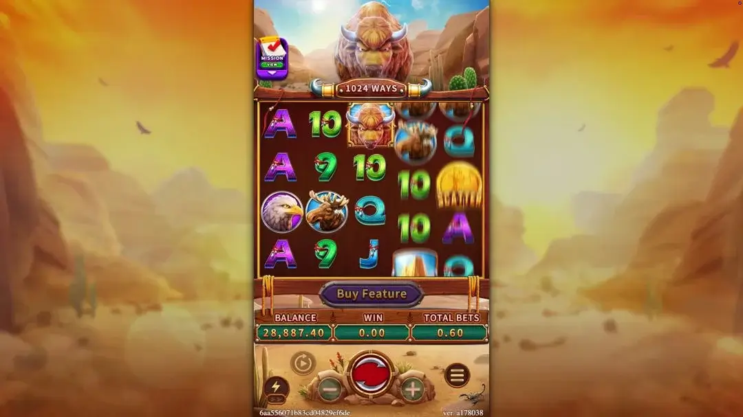 Ảnh giao diện chính game CRAZY BUFFALO (slot FC) chơi tại LC79