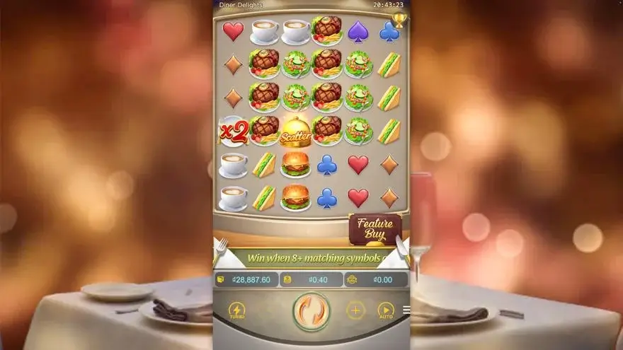 Ảnh màn hình gameplay game Diner Delights (slot PG) chơi tại LC79