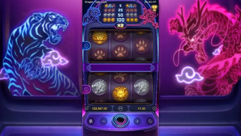 Ảnh giao diện chính game Dragon Tiger Luck (slot PG) chơi tại LC79