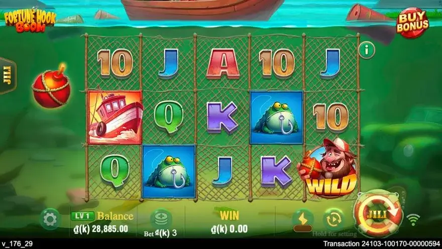 Ảnh màn hình gameplay game Fortune Hook Boom (slot JILI) chơi tại LC79