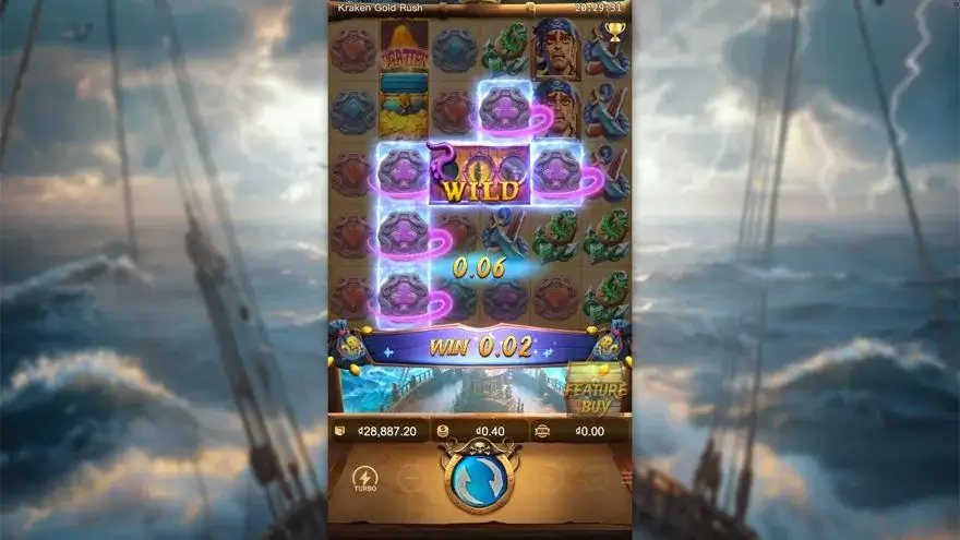 Ảnh bảng biểu tượng & tính năng game Kraken Gold Rush (slot PG) chơi tại LC79