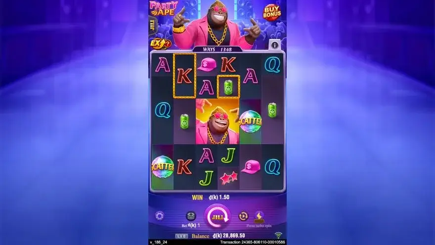 Ảnh bảng biểu tượng & tính năng game Party Ape (slot JILI) chơi tại LC79