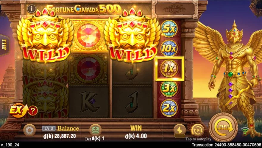 Ảnh màn hình gameplay game Fortune Garuda 500 (slot JILI) chơi tại LC79