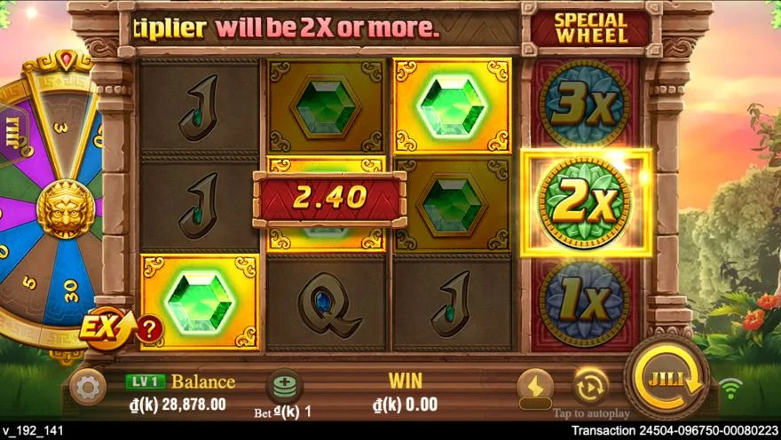 Ảnh màn hình gameplay game Fortune Gems 2 (slot JILI) chơi tại LC79