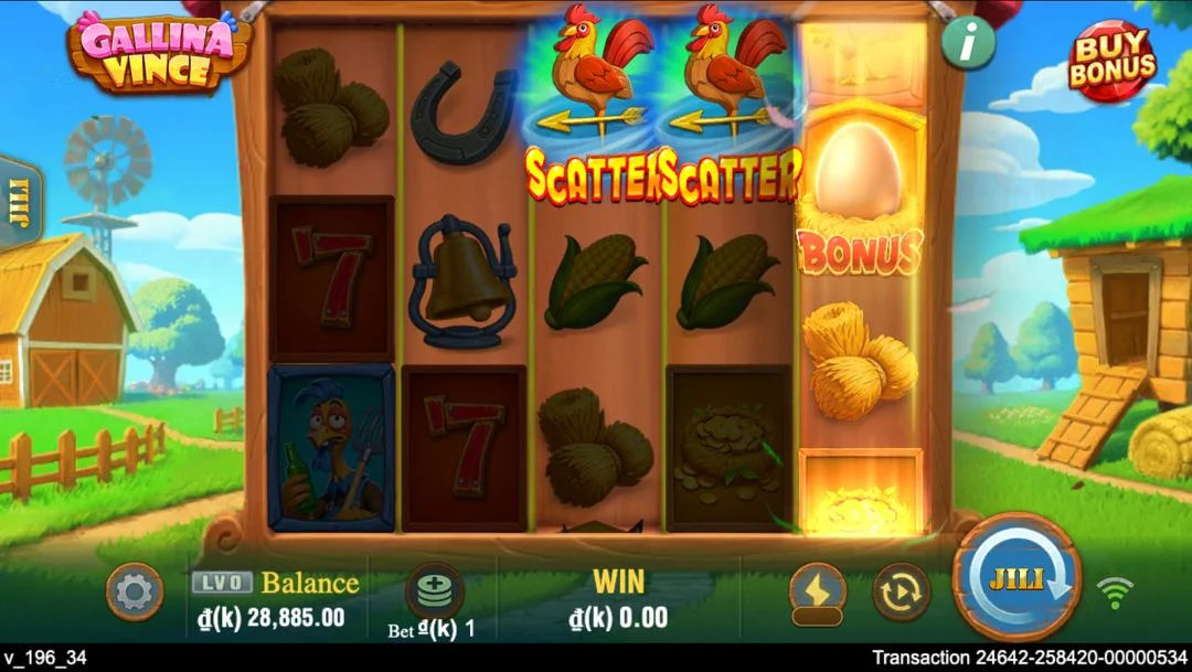 Ảnh giao diện chính game Gallina Vince (slot JILI) chơi tại LC79