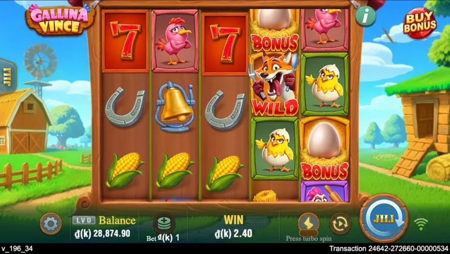 Ảnh màn hình gameplay game Gallina Vince (slot JILI) chơi tại LC79