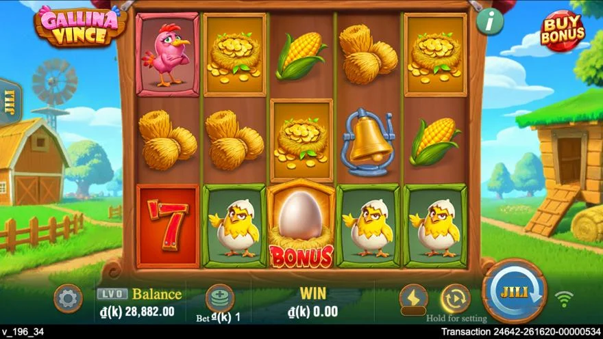 Ảnh bảng biểu tượng & tính năng game Gallina Vince (slot JILI) chơi tại LC79