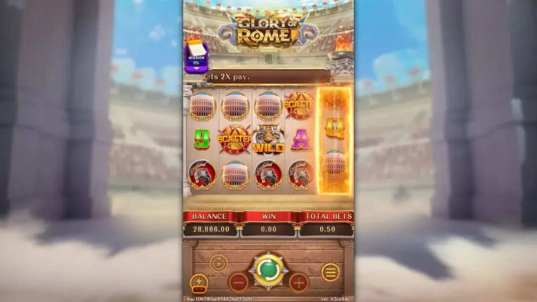 Ảnh giao diện chính game GLORY OF ROME (slot FC) chơi tại LC79