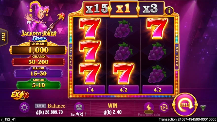 Ảnh bảng biểu tượng & tính năng game Jackpot Joker FEVER (slot JILI) chơi tại LC79