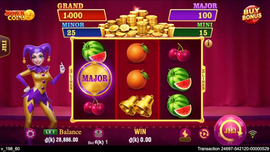 Ảnh màn hình gameplay game Joker Coins (slot JILI) chơi tại LC79