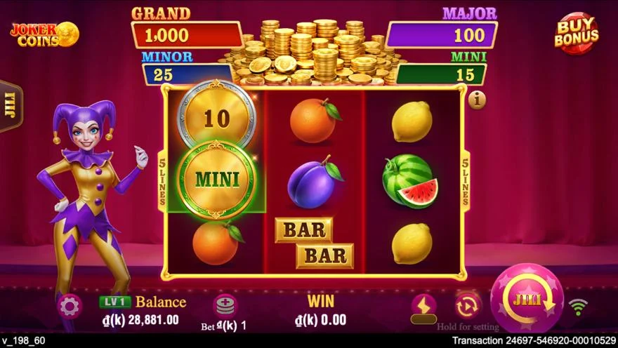 Ảnh bảng biểu tượng & tính năng game Joker Coins (slot JILI) chơi tại LC79