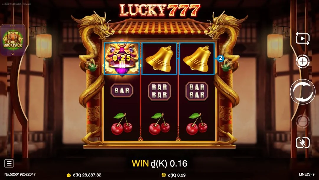 Ảnh giao diện chính game Lucky Seven (slot JDB) chơi tại LC79