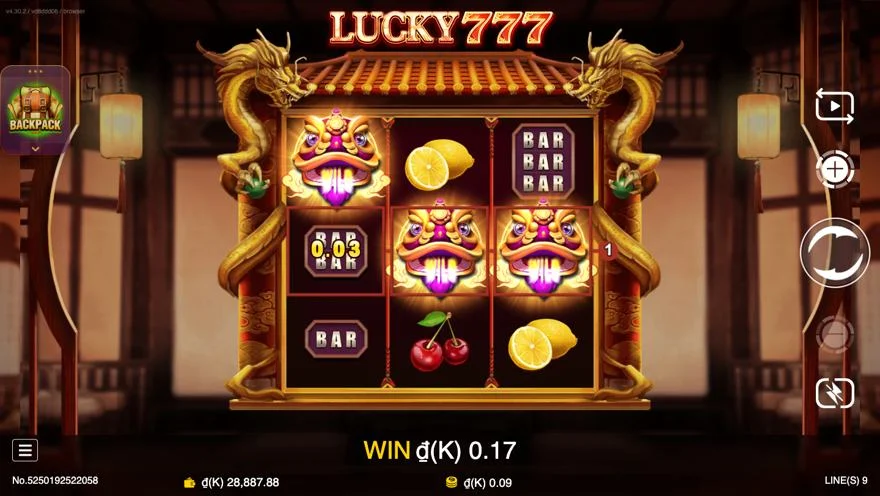 Ảnh màn hình gameplay game Lucky Seven (slot JDB) chơi tại LC79