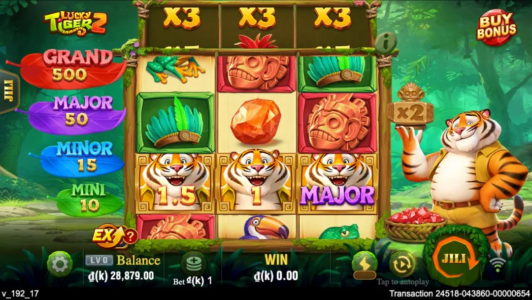 Ảnh giao diện chính game Lucky Tiger 2 (slot JILI) chơi tại LC79