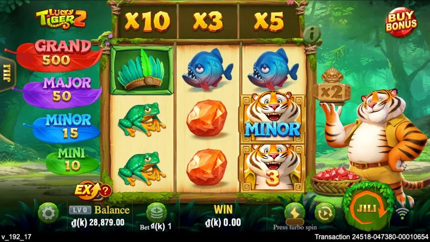 Ảnh màn hình gameplay game Lucky Tiger 2 (slot JILI) chơi tại LC79